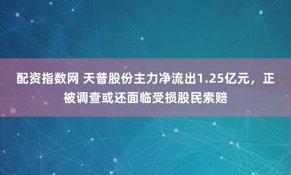 配资指数网 天普股份主力净流出1.25亿元，正被调查或还面临受损股民索赔